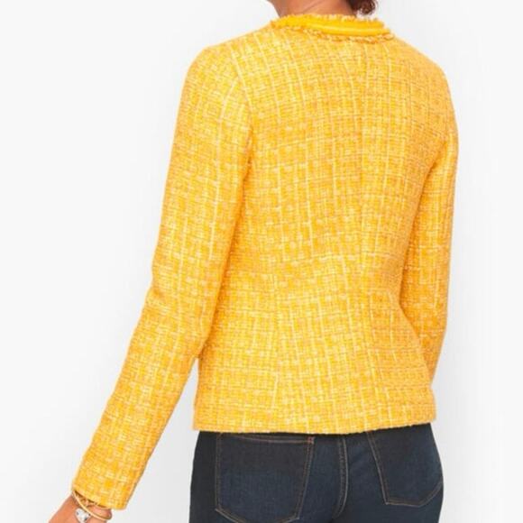 Talbots TWEED JACKET Blazers Women yellow Long sleeve Knit 6P Career Elegant - Picture 2 of 15